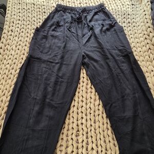 Black Womens Elastic Waist Casual Pants